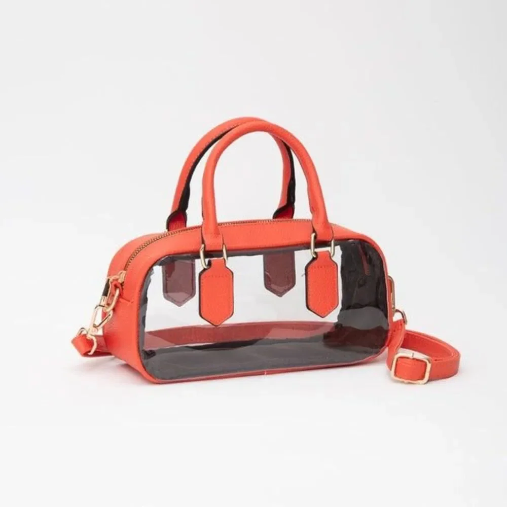 Womens Bag WHITE Transparent Crossbody Adjustable Strap Stadium Approved Concert
